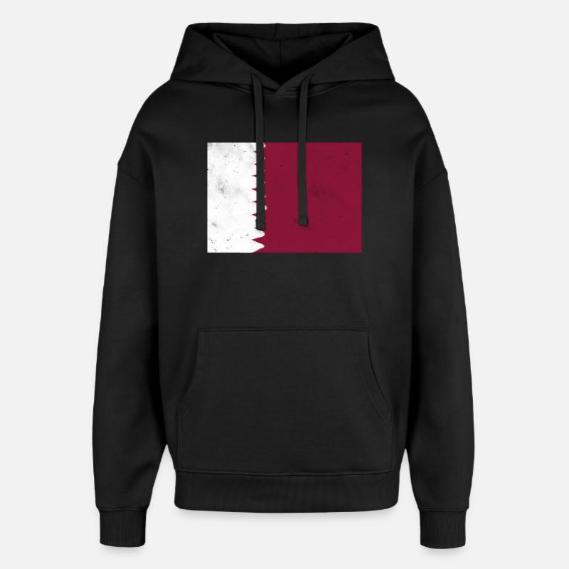 Drapeau du Qatar - Sweat à capuche unisexe Stanley/Stella Oversized - noir