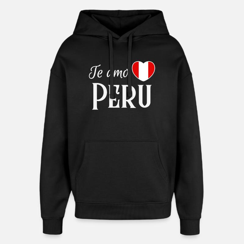 Je t’aime Pérou, fierté péruvienne - Sweat à capuche unisexe Stanley/Stella Oversized - noir