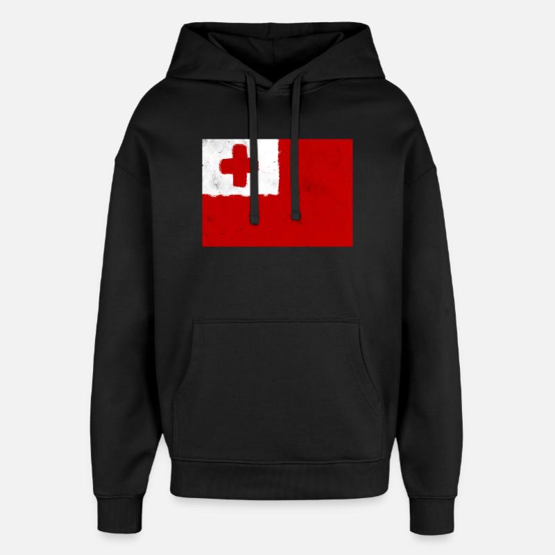 Drapeau des Tonga - Sweat à capuche unisexe Stanley/Stella Oversized - noir