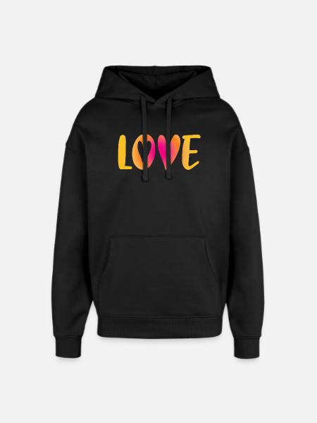 Love Heart Love Wedding Handwriting Wedding Wedding Wedding - Oversized Unisex Hoodie by Stanley/Stella - black