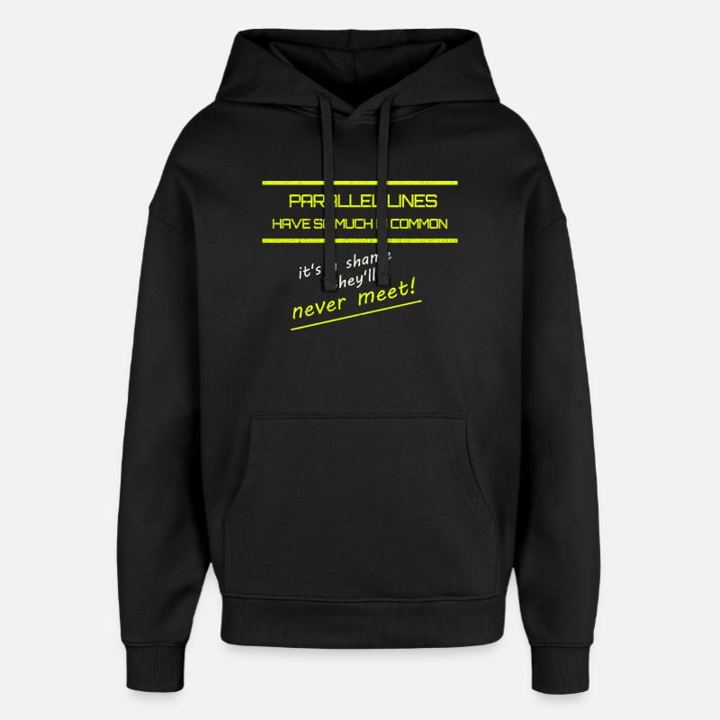 Funny Parallel Lines Math Tee - Oversized Unisex Hoodie by Stanley/Stella - black