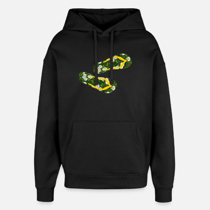 Latschen Gänseblümchen Flip Flops Camping Rasen - Oversized Unisex Hoodie von Stanley/Stella - Schwarz