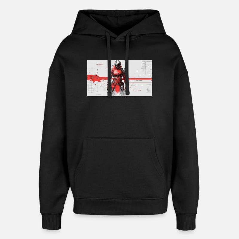 Samouraï Cyber Futuriste - Sweat à capuche unisexe Stanley/Stella Oversized - noir