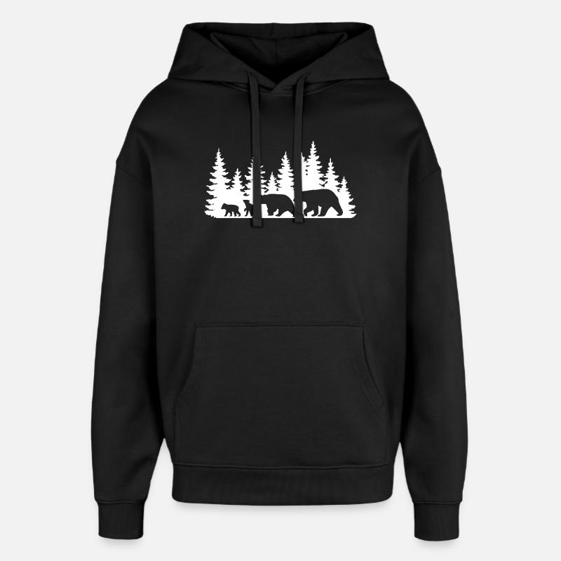 Silhouette Forêt Faune Design - Sweat à capuche unisexe Stanley/Stella Oversized - noir