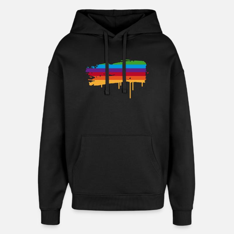 Regenbogen Pinselstrich mit Farbtropfen - Oversized Unisex Hoodie von Stanley/Stella - Schwarz