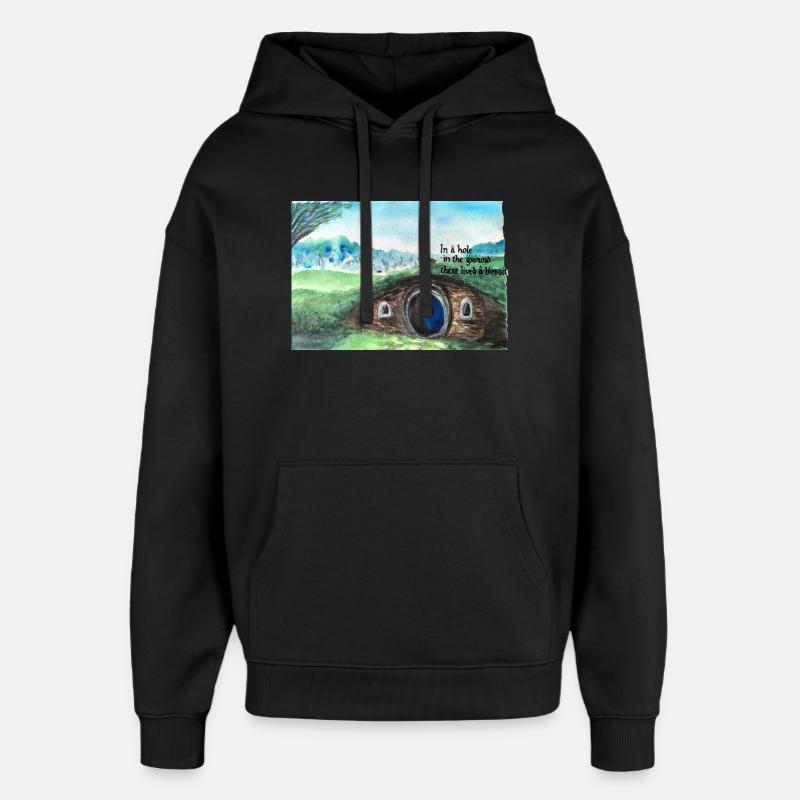 Tolkien Hole Paysage Art - Sweat à capuche unisexe Stanley/Stella Oversized - noir