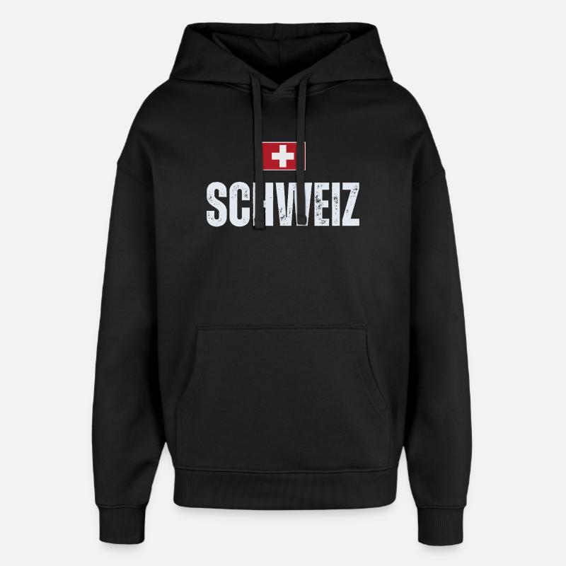 Drapeau suisse, patriote suisse - Sweat à capuche unisexe Stanley/Stella Oversized - noir