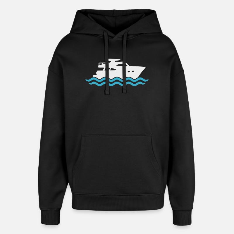 Yacht Silhouette Motorboat - Oversized Unisex Hoodie by Stanley/Stella - black