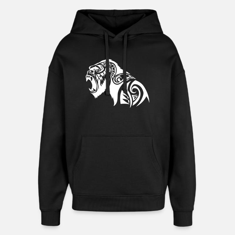 Gorilla Tribal Silverback Beast - Oversized Unisex Hoodie by Stanley/Stella - black