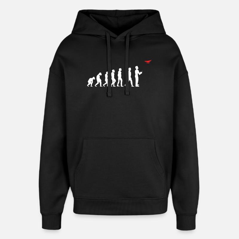 Evolution de l’homme pilote de drone - Sweat à capuche unisexe Stanley/Stella Oversized - noir