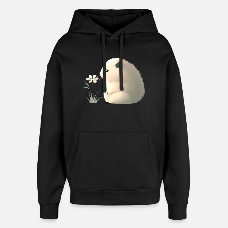 Mignon hamster avec fleur - Sweat à capuche unisexe Stanley/Stella Oversized - noir