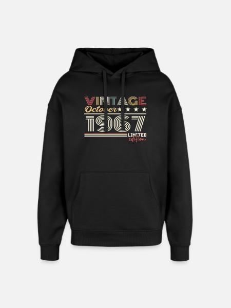 October 1967 Retro Birthday 1967 October 1967 - Oversized Unisex Hoodie by Stanley/Stella - black