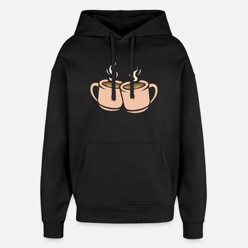 Zwei Kaffeetassen Illustration - Oversized Unisex Hoodie von Stanley/Stella - Schwarz