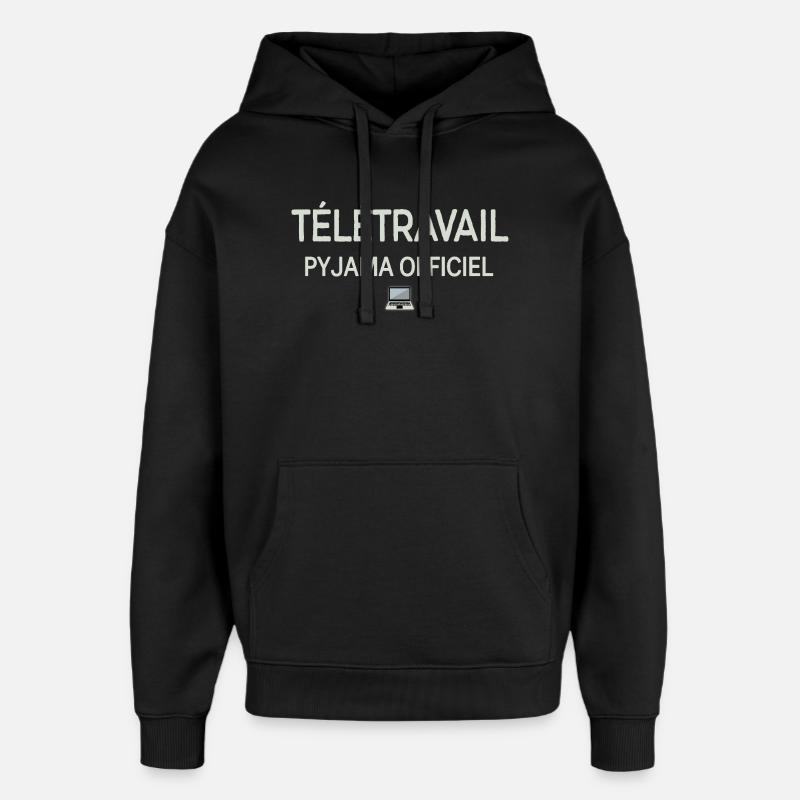 Offizielle Pyjama-Telearbeit - Oversized Unisex Hoodie von Stanley/Stella - Schwarz