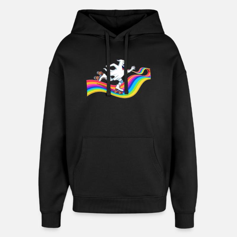 Geist beim Rollschuhlaufen auf Regenbogenbahn - Oversized Unisex Hoodie von Stanley/Stella - Schwarz