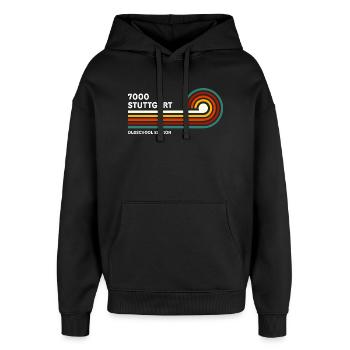 Stuttgart Retro 7000 Alte Postleitzahl Vintage - Oversized Unisex Hoodie von Stanley/Stella - Schwarz - Vorne - AI Model Female 172 light (172cm) & AI Model Male 185 light (185cm)
