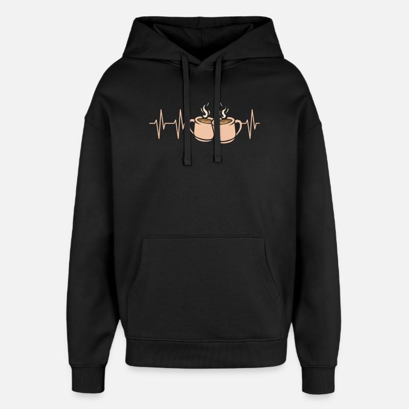 Café Pulse Heartbeat Deux tasses - Sweat à capuche unisexe Stanley/Stella Oversized - noir
