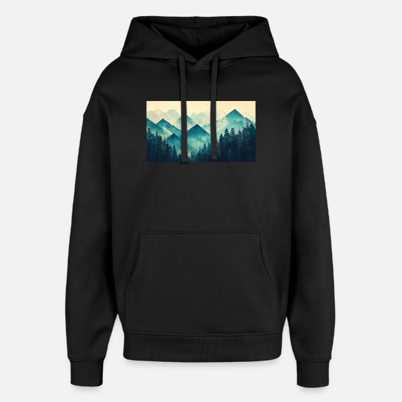 Wald Berge - Oversized Unisex Hoodie von Stanley/Stella - Schwarz