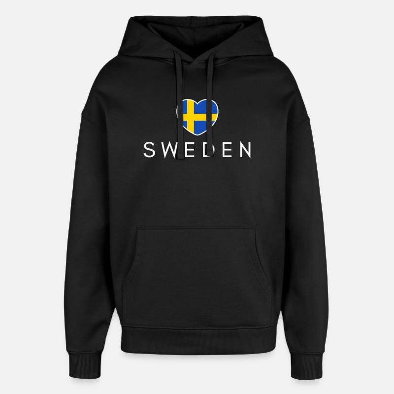 J’aime la Suède, j’aime la Suède - Sweat à capuche unisexe Stanley/Stella Oversized - noir