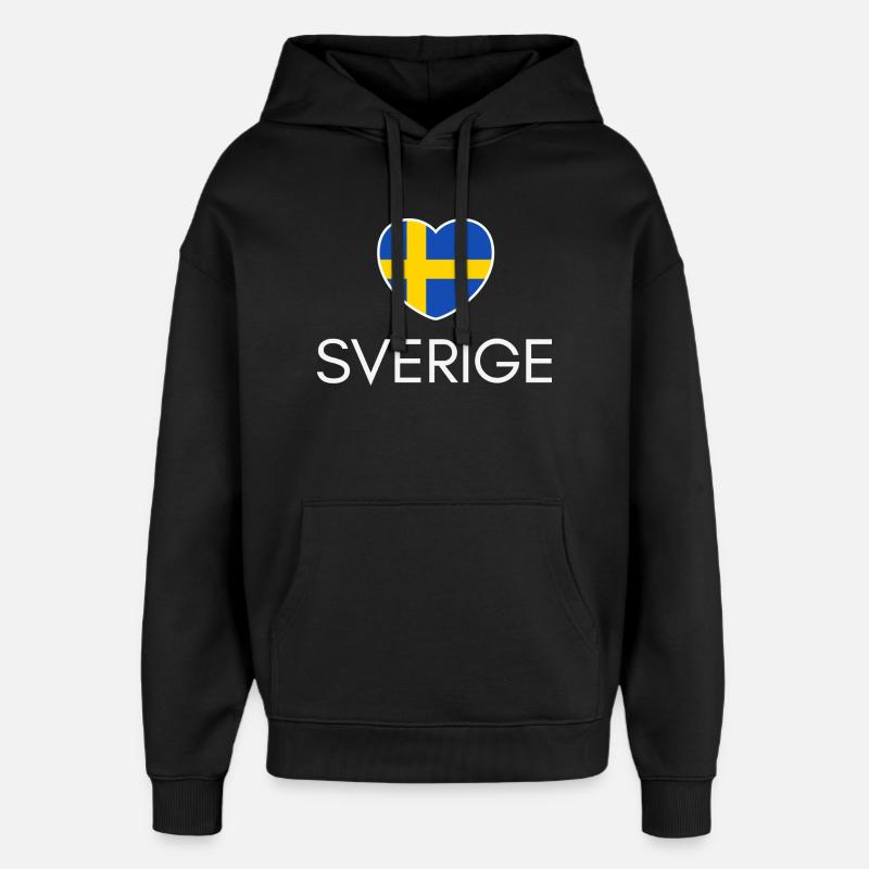 J’aime la Suède, j’aime la Suède - Sweat à capuche unisexe Stanley/Stella Oversized - noir