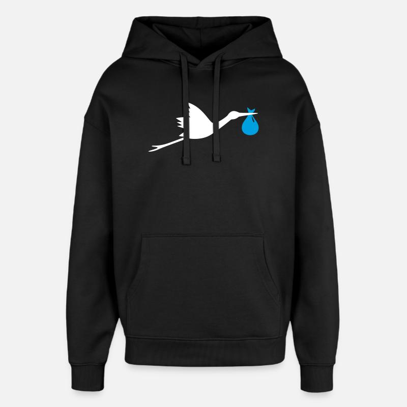 Cigogne garçon cigogne - Sweat à capuche unisexe Stanley/Stella Oversized - noir