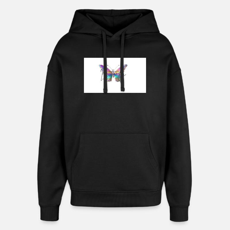 Bunter Schmetterling mit Wasserfarben-Effekt - Oversized Unisex Hoodie von Stanley/Stella - Schwarz
