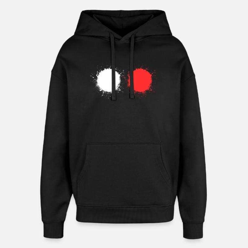 blanc rouge - Sweat à capuche unisexe Stanley/Stella Oversized - noir