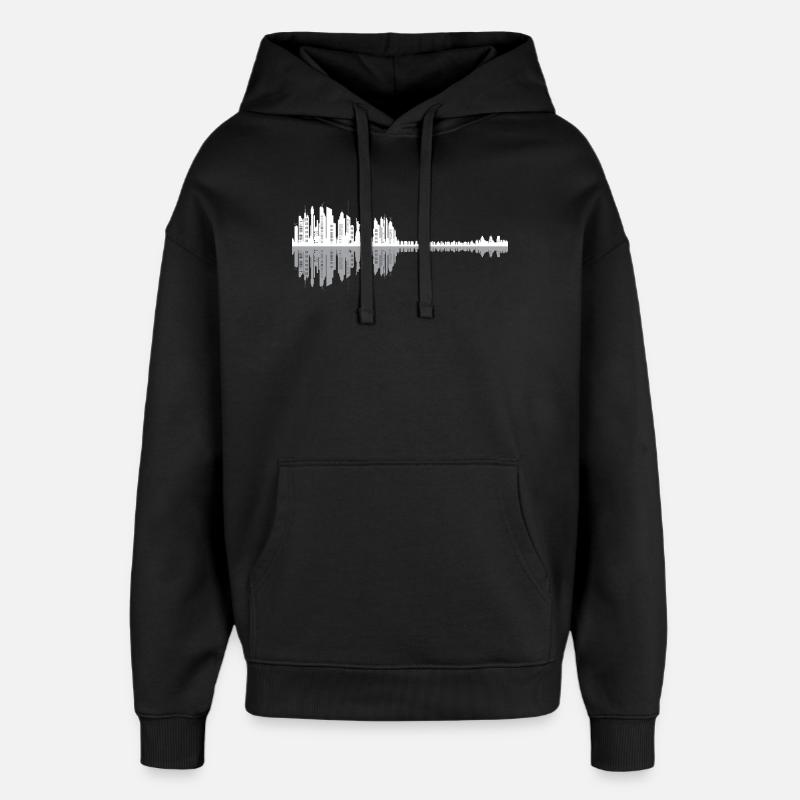 Urban Guitar Skyline - Oversized Unisex Hoodie von Stanley/Stella - Schwarz