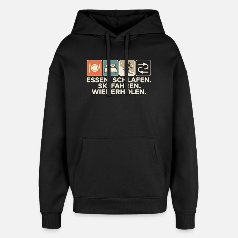 Après-ski Ski Skieurs Ski - Sweat à capuche unisexe Stanley/Stella Oversized - noir