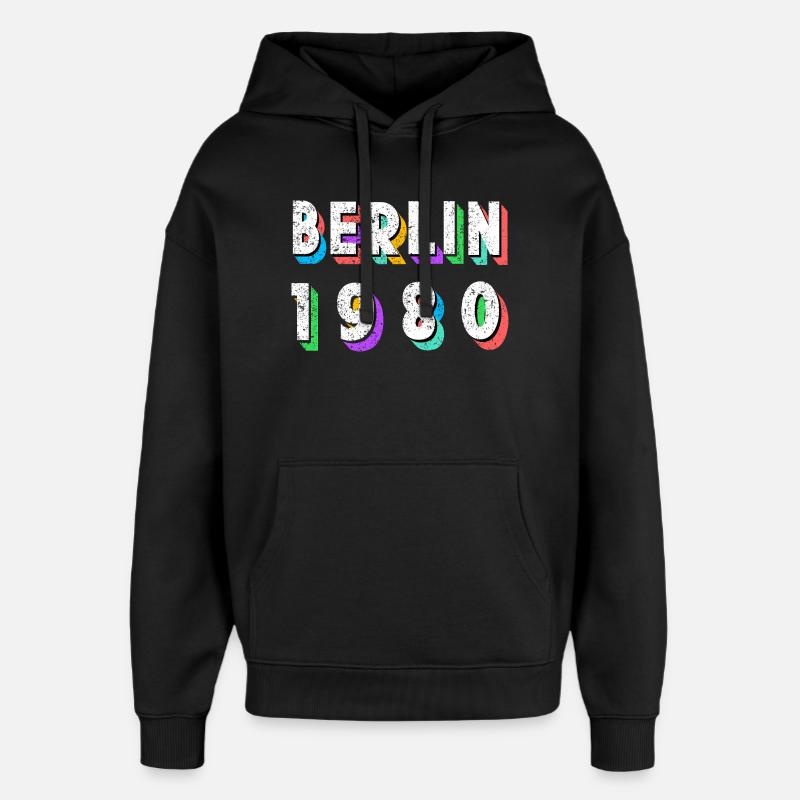 Berlin 1980 Rétro Néon - Sweat à capuche unisexe Stanley/Stella Oversized - noir