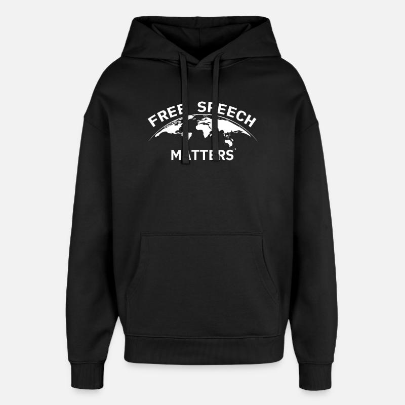 Free Speech Matters Globe - Oversized Unisex Hoodie by Stanley/Stella - black