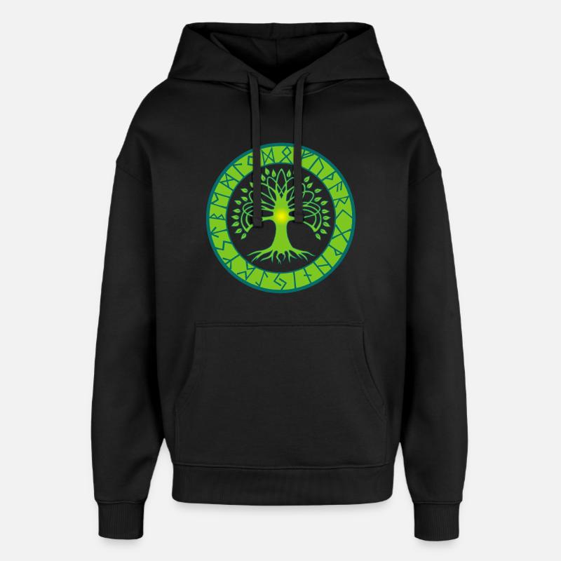 Arbre de vie runique  - Sweat à capuche unisexe Stanley/Stella Oversized - noir