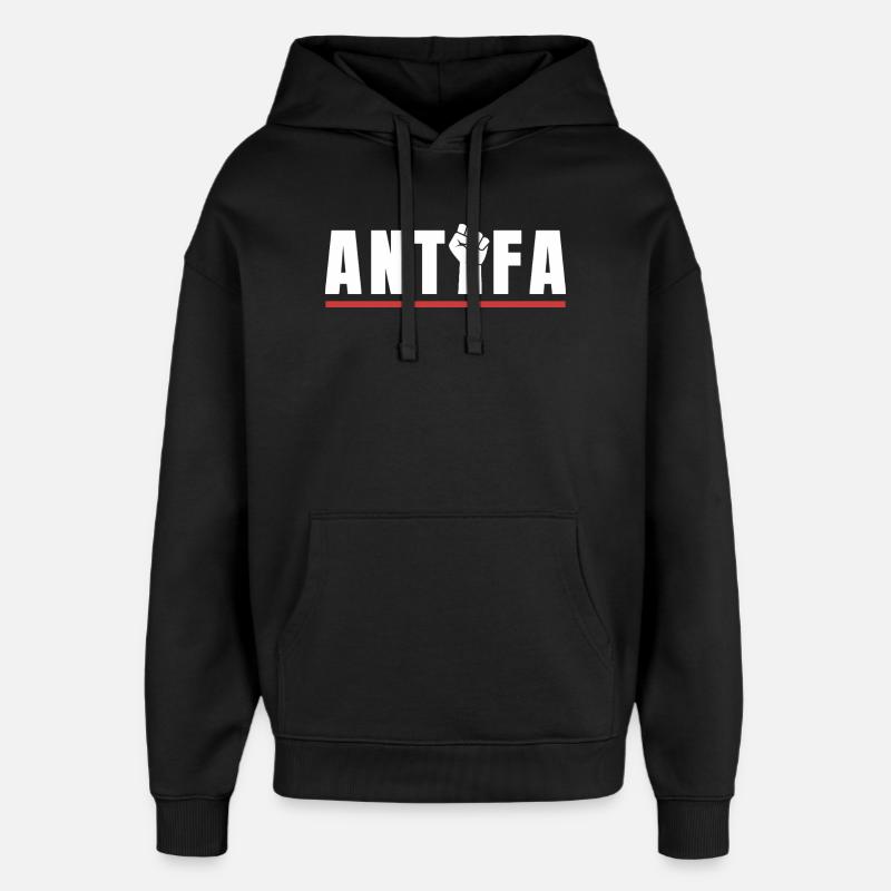 Antifa Protestfaust Antifaschistisches Statement - Oversized Unisex Hoodie von Stanley/Stella - Schwarz