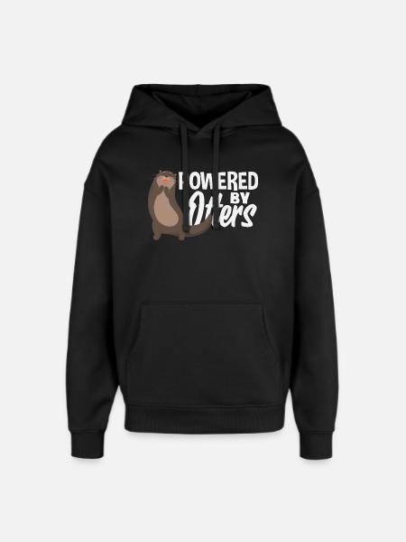 Powered by Sea Otter Cartoon - Oversized Unisex Hoodie by Stanley/Stella - black