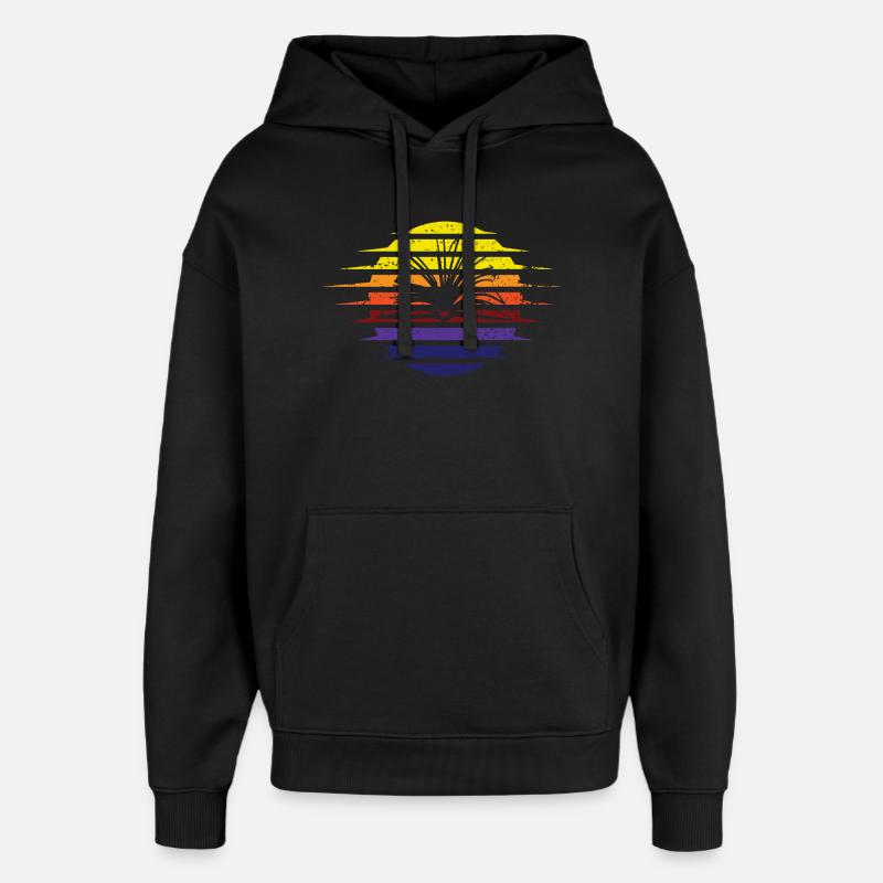 Ruban de soleil arc-en-ciel rétro - Sweat à capuche unisexe Stanley/Stella Oversized - noir