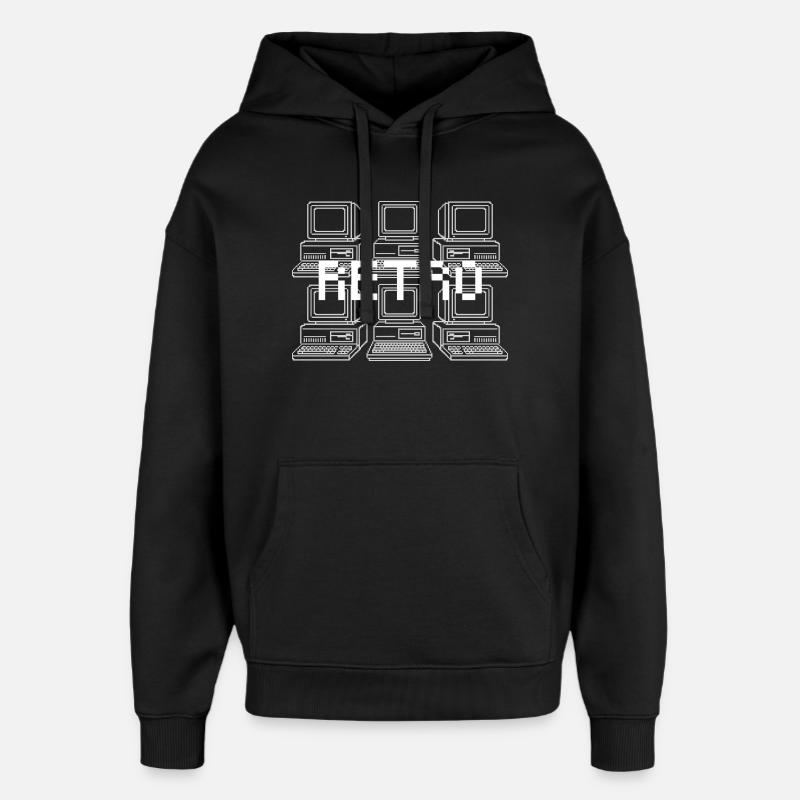 Retro Computer Grid Techno - Oversized Unisex Hoodie by Stanley/Stella - black