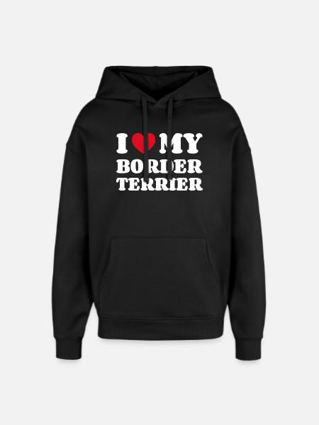 Ik hou van mijn Border Terrier Gift Dog Owner - Stanley/Stella Oversized Unisex Hoodie - zwart