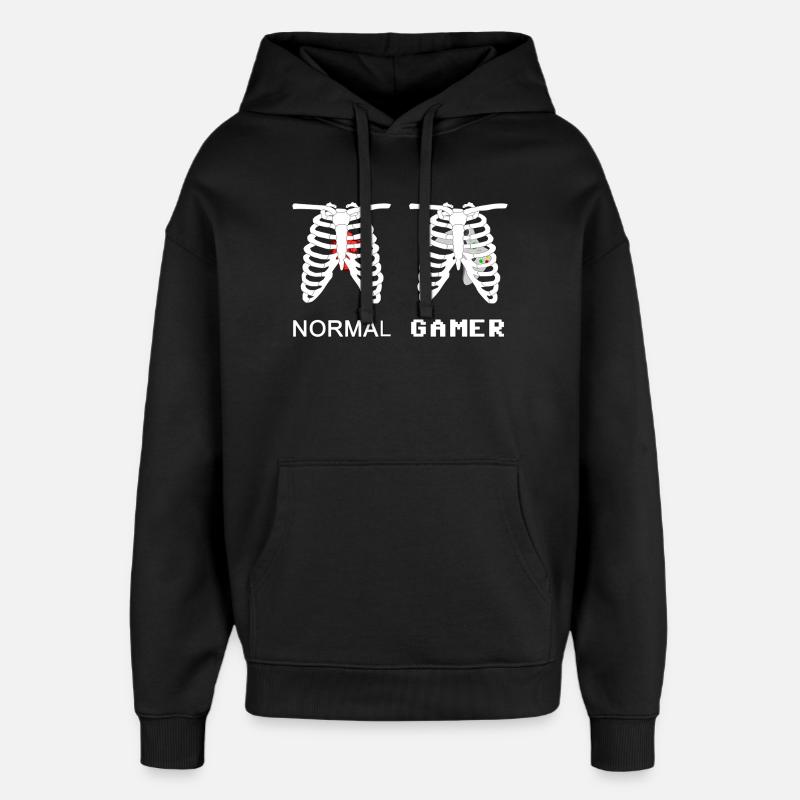 Gamer Anatomie Skelett 8bit - Oversized Unisex Hoodie von Stanley/Stella - Schwarz