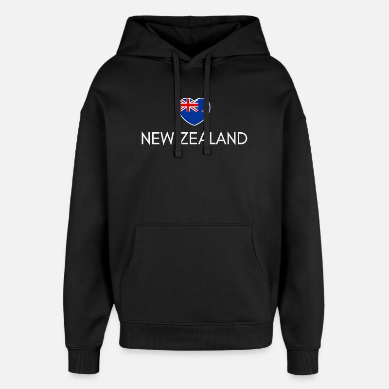 Cœur avec drapeau néo-zélandais - Sweat à capuche unisexe Stanley/Stella Oversized - noir