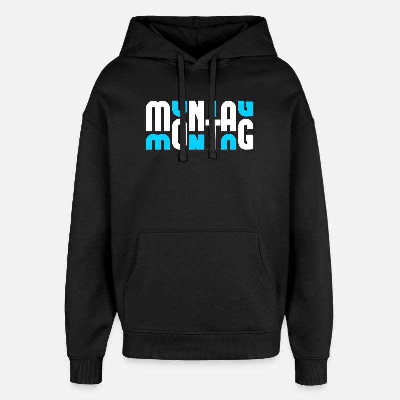 Motif Monday Blanc/Cyan - Sweat à capuche unisexe Stanley/Stella Oversized - noir
