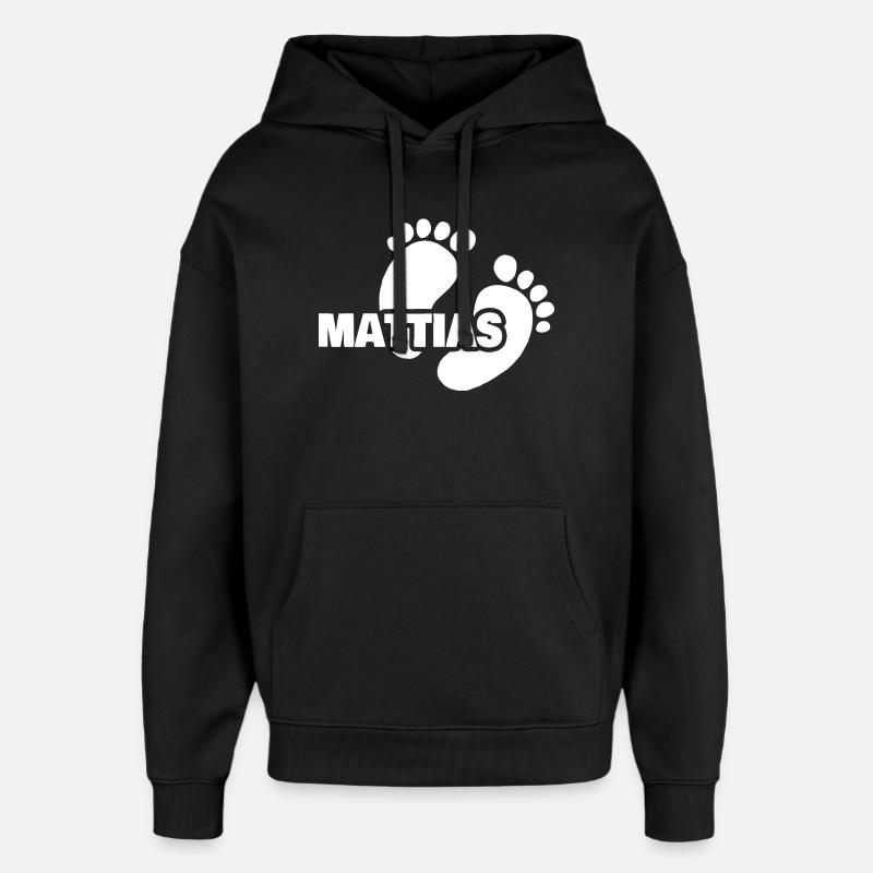 Naissance de Mattias - Sweat à capuche unisexe Stanley/Stella Oversized - noir
