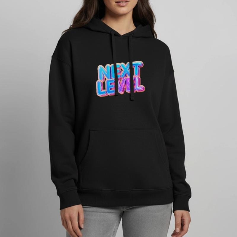 Next Level 3D Text — Bold Gradient Design Oversized Unisex Hoodie by Stanley/Stella