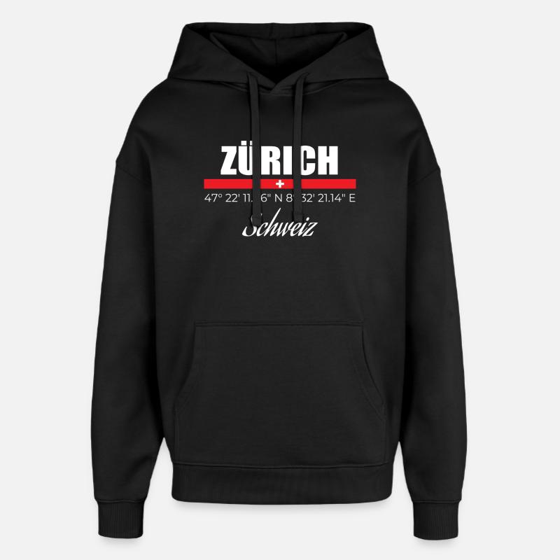 Zurich - Sweat à capuche unisexe Stanley/Stella Oversized - noir