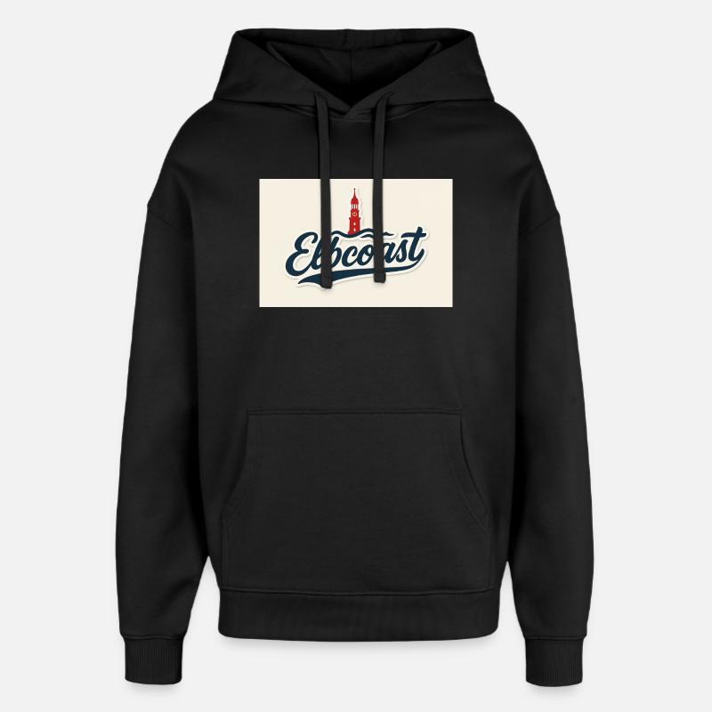 20251020_1804_Elbcoast_Schriftzug_Design_simple - Sweat à capuche unisexe Stanley/Stella Oversized - noir