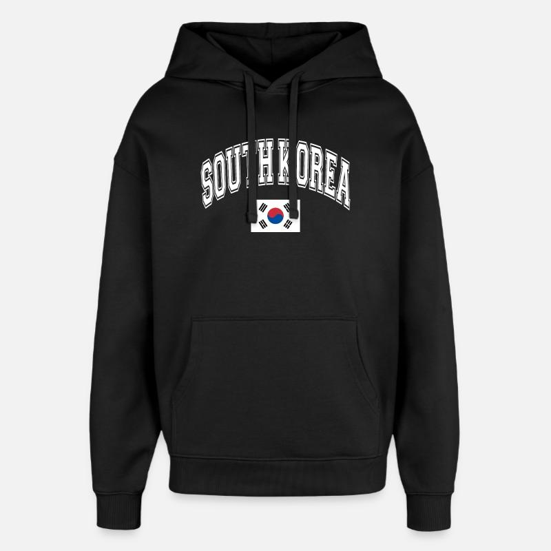 Corée du Sud - Sweat à capuche unisexe Stanley/Stella Oversized - noir