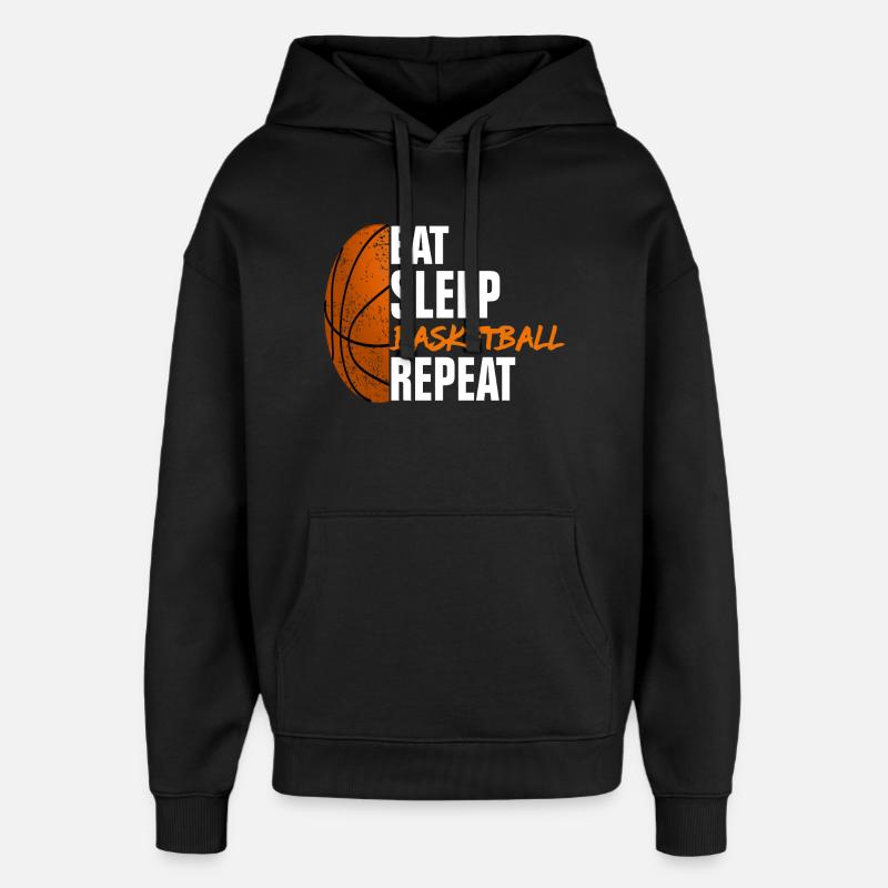 Eat Sleep Basketball Repeat - Sweat à capuche unisexe Stanley/Stella Oversized - noir