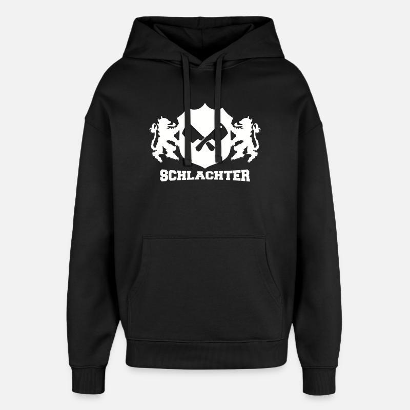 Emblème du boucher - Sweat à capuche unisexe Stanley/Stella Oversized - noir