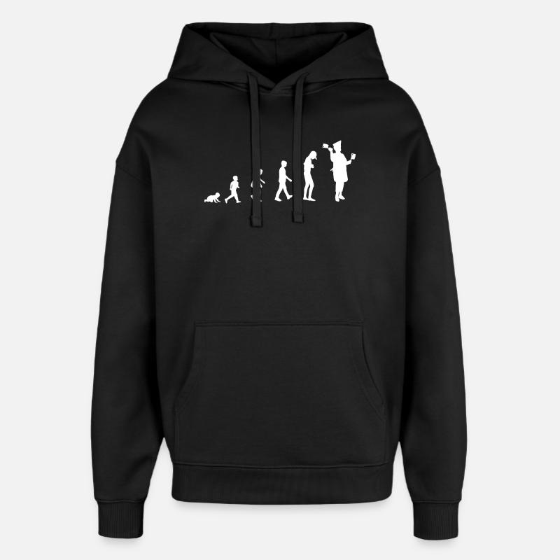 Evolution from baby to butcher / profession - Oversized Unisex Hoodie by Stanley/Stella - black