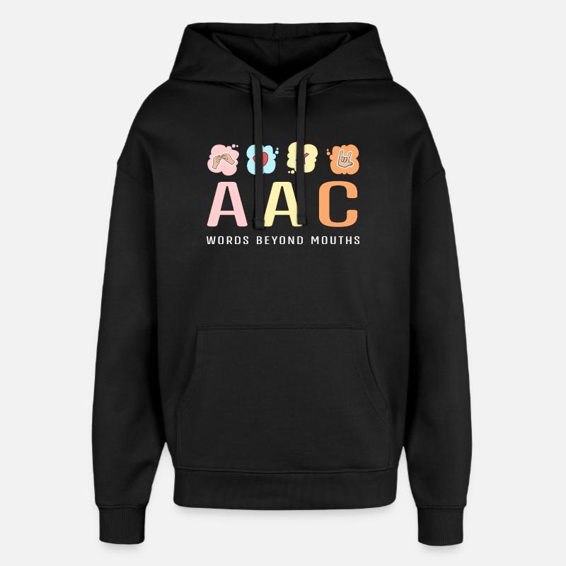 SLP Langue des Signes AAC Communication - Sweat à capuche unisexe Stanley/Stella Oversized - noir