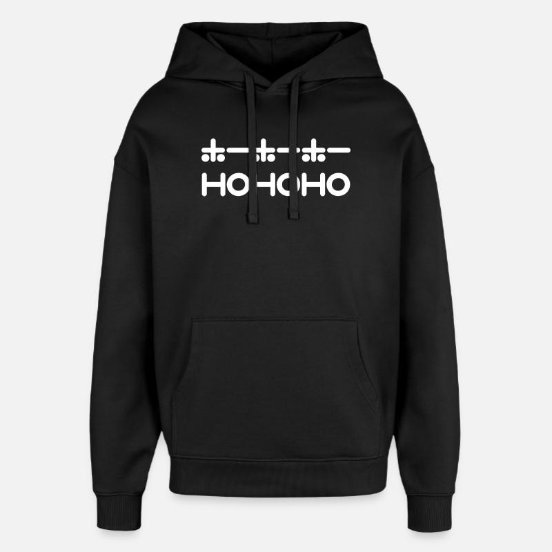 HoHoHo + Texte japonais - Blanc - Sweat à capuche unisexe Stanley/Stella Oversized - noir